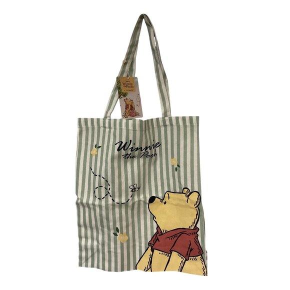 Disney Winnie The Pooh Green Striped Tote Bag By Primark - Picture 1 of 6